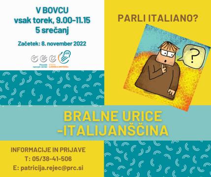 BREZPLAČNO UČENJE ITALIJANŠČINE V BOVCU